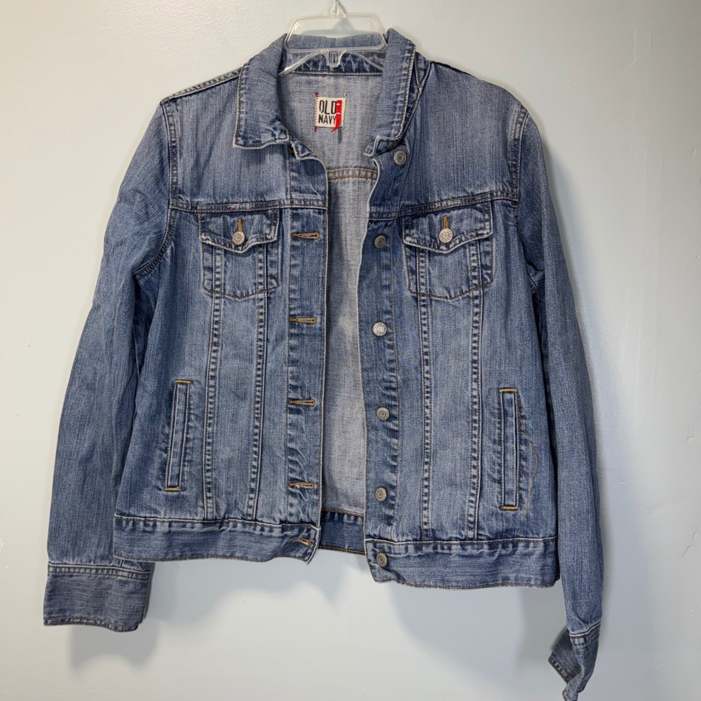 Old Navy Y2K 2000 Womens Medium Wash Denim Trucker‎ Jacket Blue Cotton Size L
